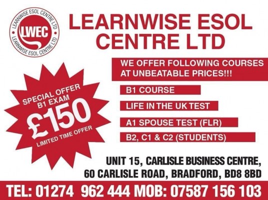 LIFE IN THE UK TEST AND B1 ESOL TRAINING AND PREPARATION CENTRE IN BRADFORD, LEEDS, HUDDERSFIELD.