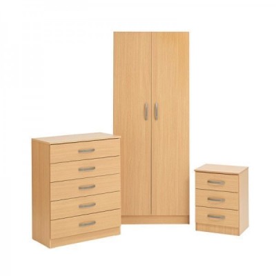 Ready Made 2 Door Wardrobe Bedroom Set, Chest of Drawers and Bedside Table, BRAND NEW Cupboard White