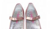 Girls pink glitter low heeled party shoes